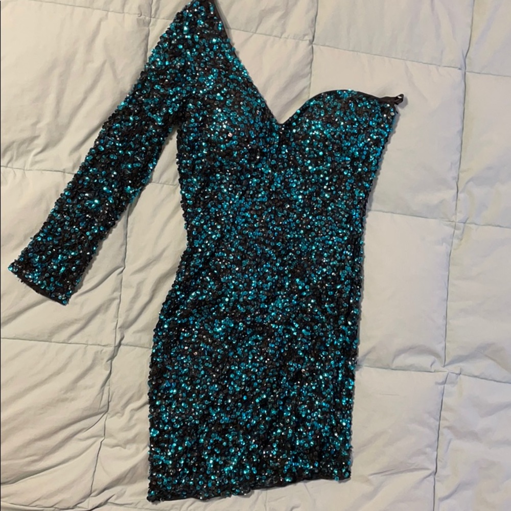 Primavera sequin one shoulder dress